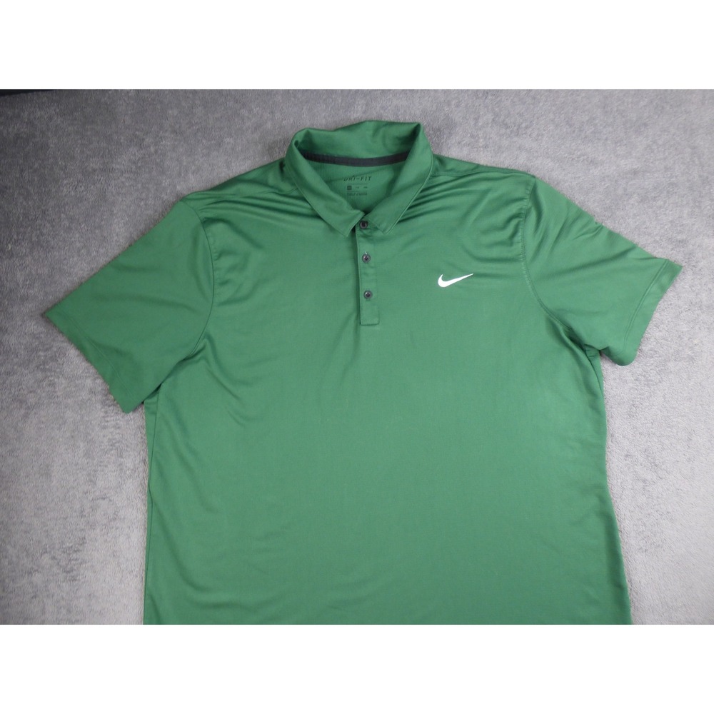 Nike Dri-FIT Mens Green Short Sleeve Golf Polo Shirt XXL 2XL Swoosh Logo